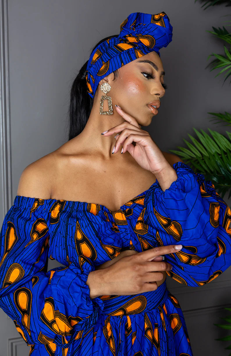 BENA Ankara Skirt Set - Blue