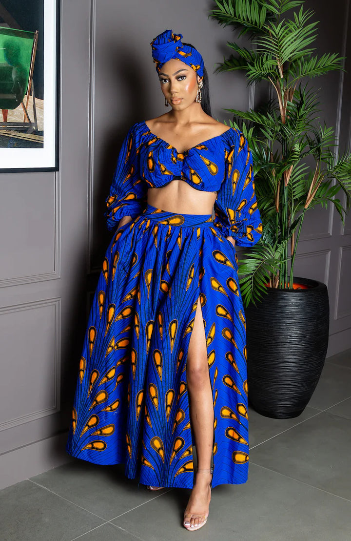 BENA Ankara Skirt Set - Blue