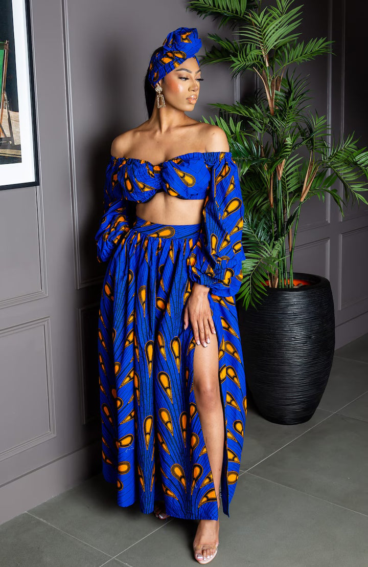BENA Ankara Skirt Set - Blue