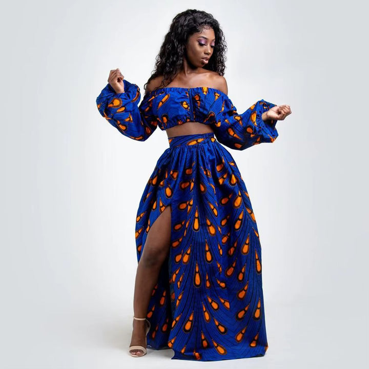 BENA African Polyester Print Skirt Set