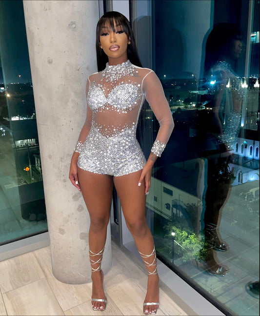 Fortune Rhinestone Playsuit
