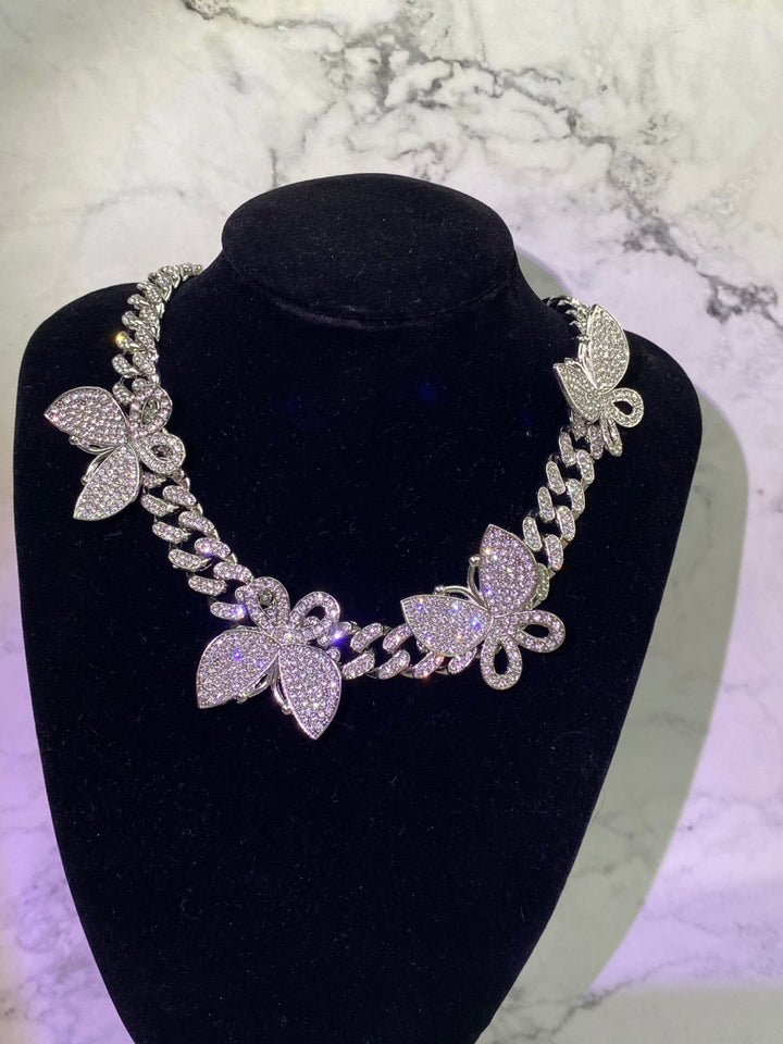 Cuban Link Butterfly Silver Necklace - DEEGODDESS CLOSET