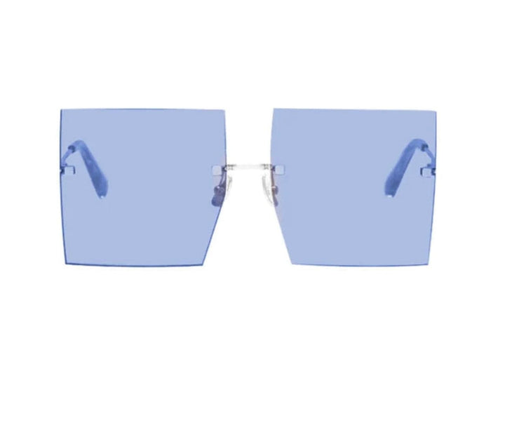 Be there Flat Top Clear Fashion Oversized Rimless Square Sunglass - DEEGODDESS CLOSET