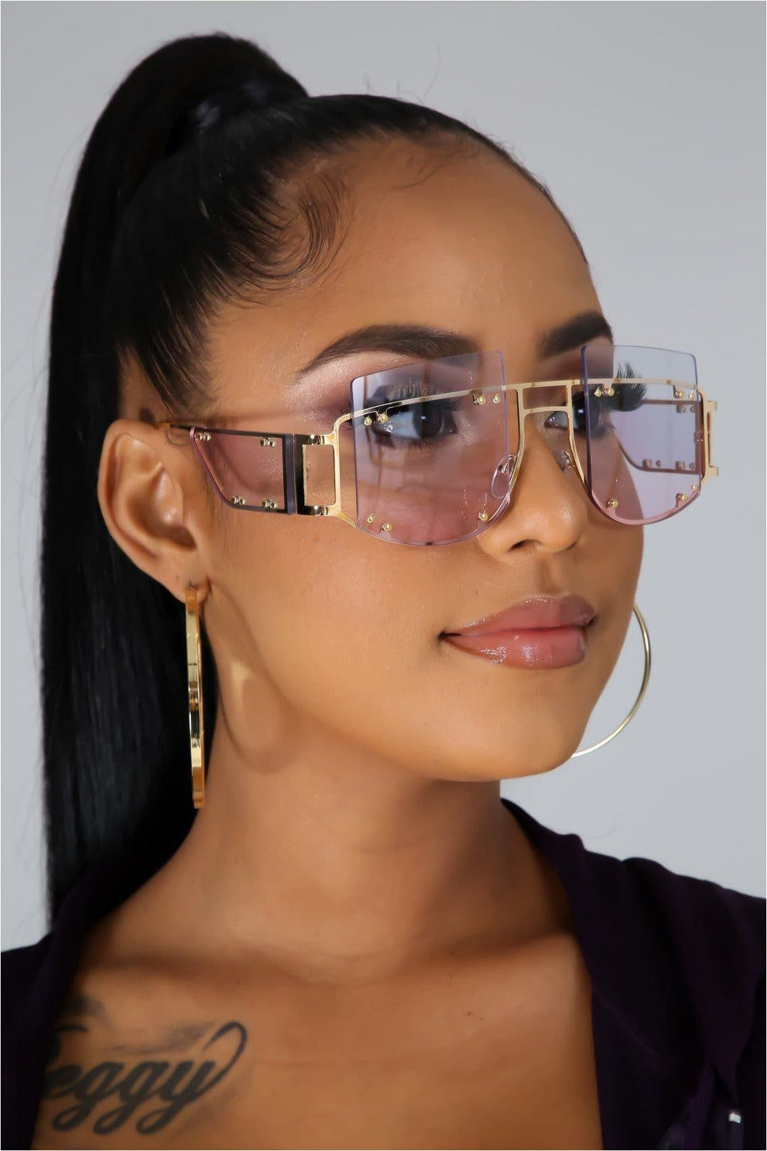 Hottie Oversized Studded Cut Out Sunglasses - DEEGODDESS CLOSET