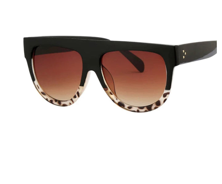 Classy Geometric Flat Top Oversized Retro Shield Sunglasses - DEEGODDESS CLOSET