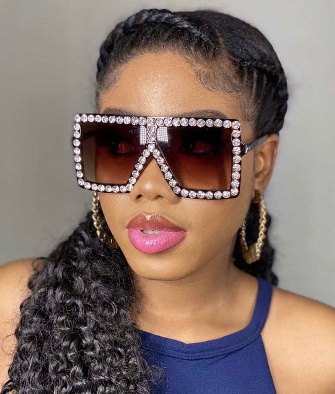 Icy Oversized Luxury Crystal Diamond Sunglasses - DEEGODDESS CLOSET