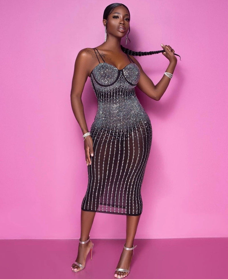 Stunner Midi Dress - Black - DEEGODDESS CLOSET
