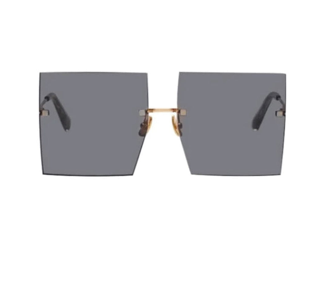 Be there Flat Top Clear Fashion Oversized Rimless Square Sunglass - DEEGODDESS CLOSET